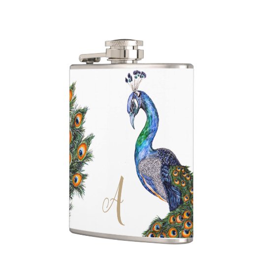 水エレガント色ピーコックモノグラム フラスク (左)
