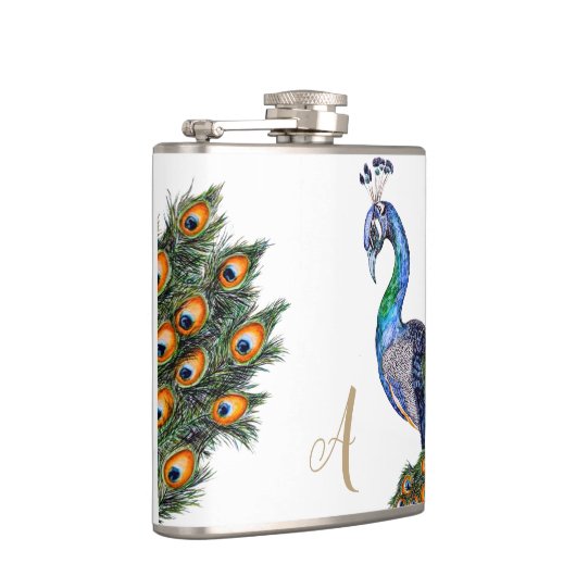 水エレガント色ピーコックモノグラム フラスク (右)