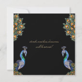 水エレガント色ピーコック大晦日パーティー 招待状 (裏面)