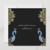 水エレガント色ピーコック大晦日パーティー 招待状 (裏面)