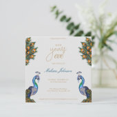 水エレガント色ピーコック大晦日パーティー 招待状 (スタンド正面)