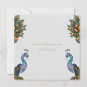 水エレガント色ピーコック大晦日パーティー 招待状 (裏面)