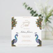 水エレガント色ピーコック大晦日パーティー 招待状 (スタンド正面)
