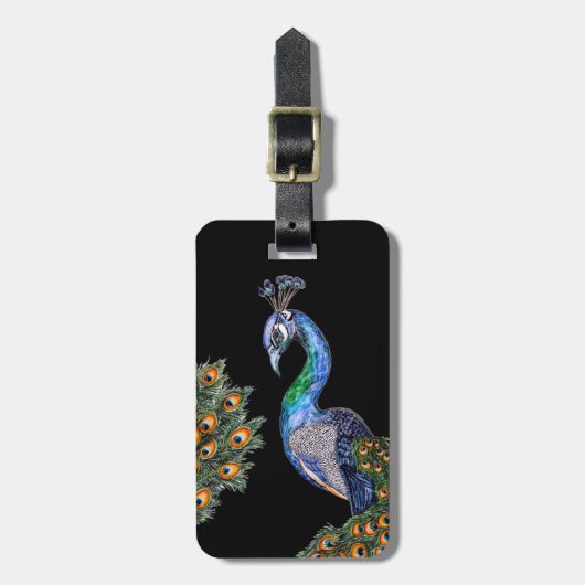 水エレガント色ピーコック ラゲッジタグ (正面縦)