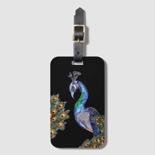 水エレガント色ピーコック ラゲッジタグ (正面縦)
