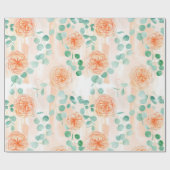 水エレガント色ピーチフローラグリーンユーカリ ラッピングペーパー (フラット)