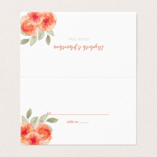 水エレガント色ピーチ牡丹のテー結婚ブルカード 名刺 (外部フラット)