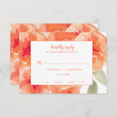 水エレガント色ピーチ牡丹フローラ結婚ズ 出欠カード (正面/裏面)