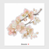 水エレガント色ピーチ花模様 シール (シート)