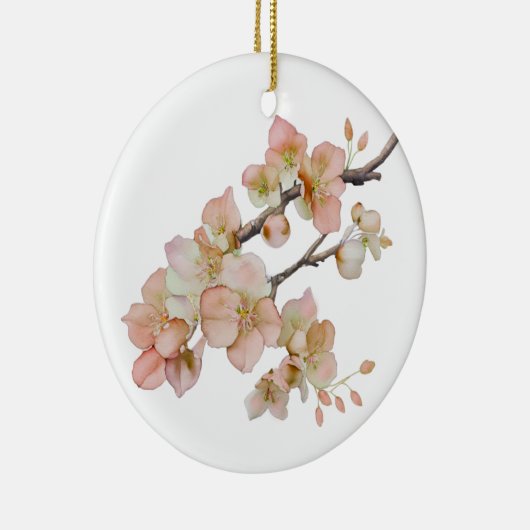 水エレガント色ピーチ花模様 セラミックオーナメント (右)