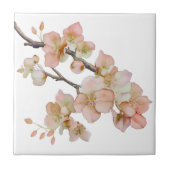 水エレガント色ピーチ花模様 タイル (正面)