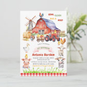 水エレガント色ファームベビー2st誕生日 招待状 (スタンド正面)