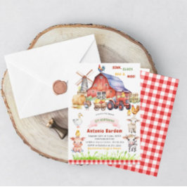 水エレガント色ファームベビー2st誕生日 招待状