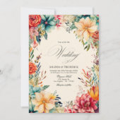 水エレガント色フィエス結婚タとQRコード 招待状 (正面)