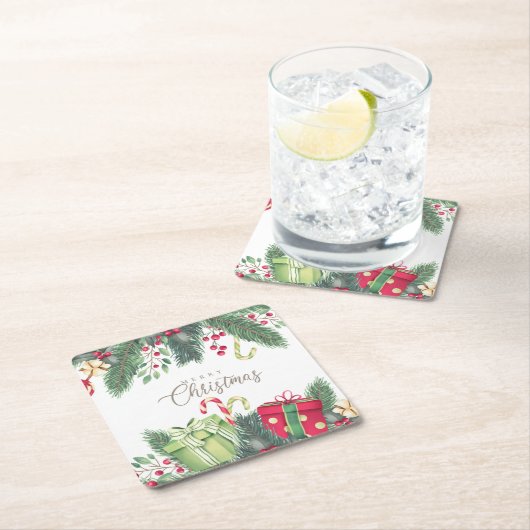 水エレガント色フェスティバル装飾クリスマス スクエアペーパーコースター (インサイチュ)