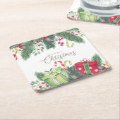 水エレガント色フェスティバル装飾クリスマス スクエアペーパーコースター (アングル)