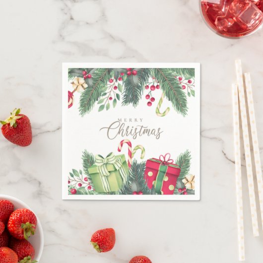 水エレガント色フェスティバル装飾クリスマス スタンダードカクテルナプキン (インサイチュ)