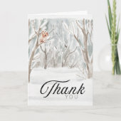 水エレガント色フクロウの森のシーン サンキューカード (正面)