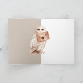 水エレガント色フクロウの森のシーン サンキューカード (内部)