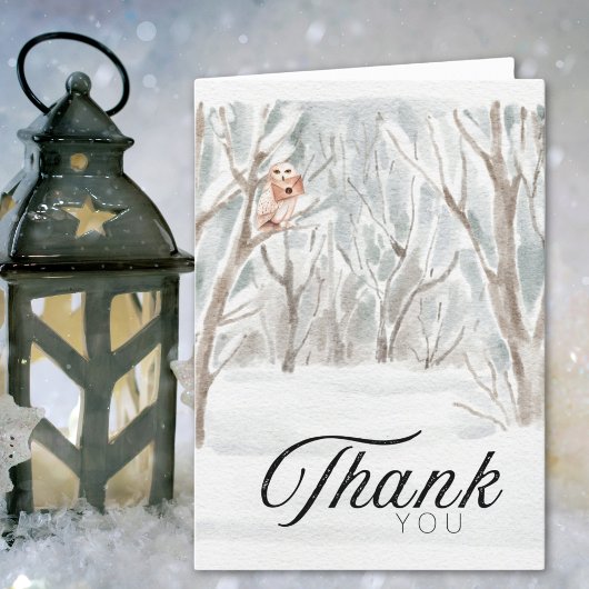 水エレガント色フクロウの森のシーン サンキューカード