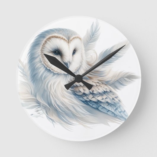 水エレガント色フクロウ ラウンド壁時計 (正面)
