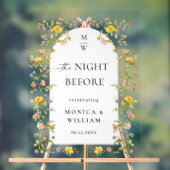 水エレガント色フラワーウェルカムリハーサルディナー アクリルサイン (ニュートラル)