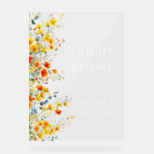 水エレガント色フラワーウェルカムリハーサルディナー アクリルサイン (正面)