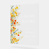 水エレガント色フラワーウェルカムリハーサルディナー アクリルサイン (傾斜)