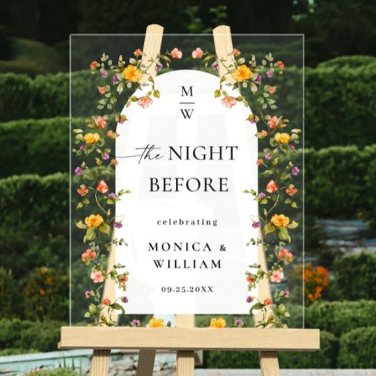 水エレガント色フラワーウェルカムリハーサルディナー アクリルサイン