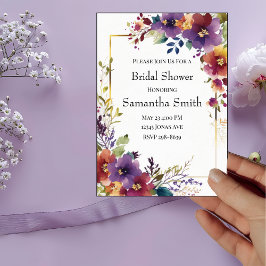 水エレガント色フラワーブライダルシャワー 招待状