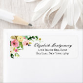 水エレガント色フラワー差出人住所ラベル ラベル (インサイチュ)