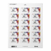 水エレガント色フラワー差出人住所 ラベル (フルシート)