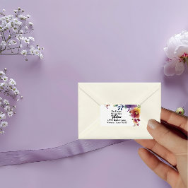 水エレガント色フラワー差出人住所 ラベル