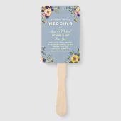 水エレガント色フラワー結婚式 プログラム ハンドファン (正面)