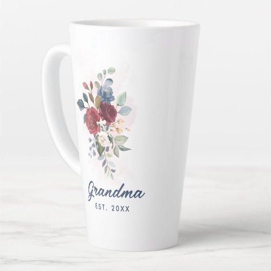 水エレガント色フローラおばあちゃんカスタム カフェラテマグ (左アングル)