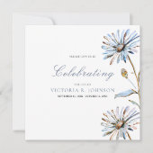 水エレガント色フローラお祝い 招待状 (正面)