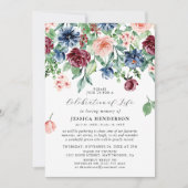 水エレガント色フローラお祝い 招待状 (正面)