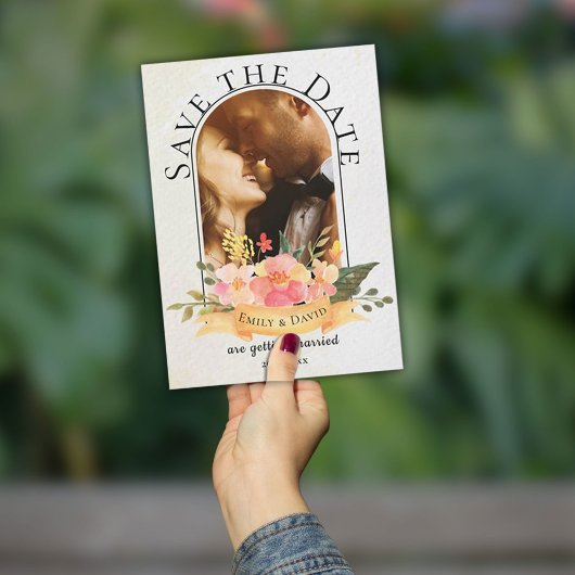 水エレガント色フローラかわいい写真結婚の 案内ポストカード