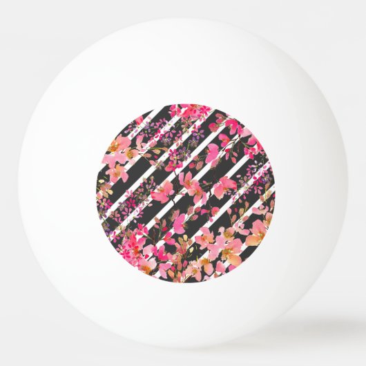 水エレガント色フローラとストライプ模様 卓球ボール (裏面)
