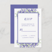 水エレガント色フローラの結婚ペリウィンクルブルー 出欠カード (正面/裏面)