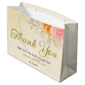 水エレガント色フローラの結婚金ゴールド ラージペーパーバッグ (裏面アングル)