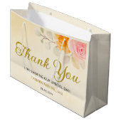 水エレガント色フローラの結婚金ゴールド ラージペーパーバッグ (正面アングル)