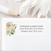 水エレガント色フローラアイボリー差出人住所 ラベル (インサイチュ)