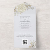 水エレガント色フローラアイボリー葉QRコード オールインワン招待状 (内側)