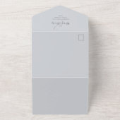 水エレガント色フローラアイボリー葉QRコード オールインワン招待状 (外側)