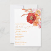 水エレガント色フローラオレンジブライダルシャワー 招待状 (正面)