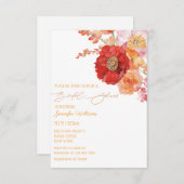 水エレガント色フローラオレンジブライダルシャワー 招待状 (正面/裏面)