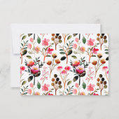 水エレガント色フローラカスタムブライダルシャワー サンキューカード (裏面)