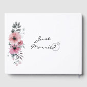 水エレガント色フローラカスタム写真結婚の ゲストブック (裏面)