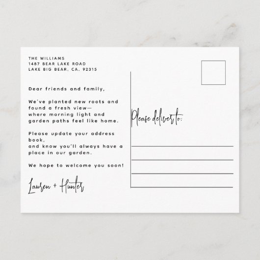 水エレガント色フローラガーデン移動 案内ポストカード (裏面)